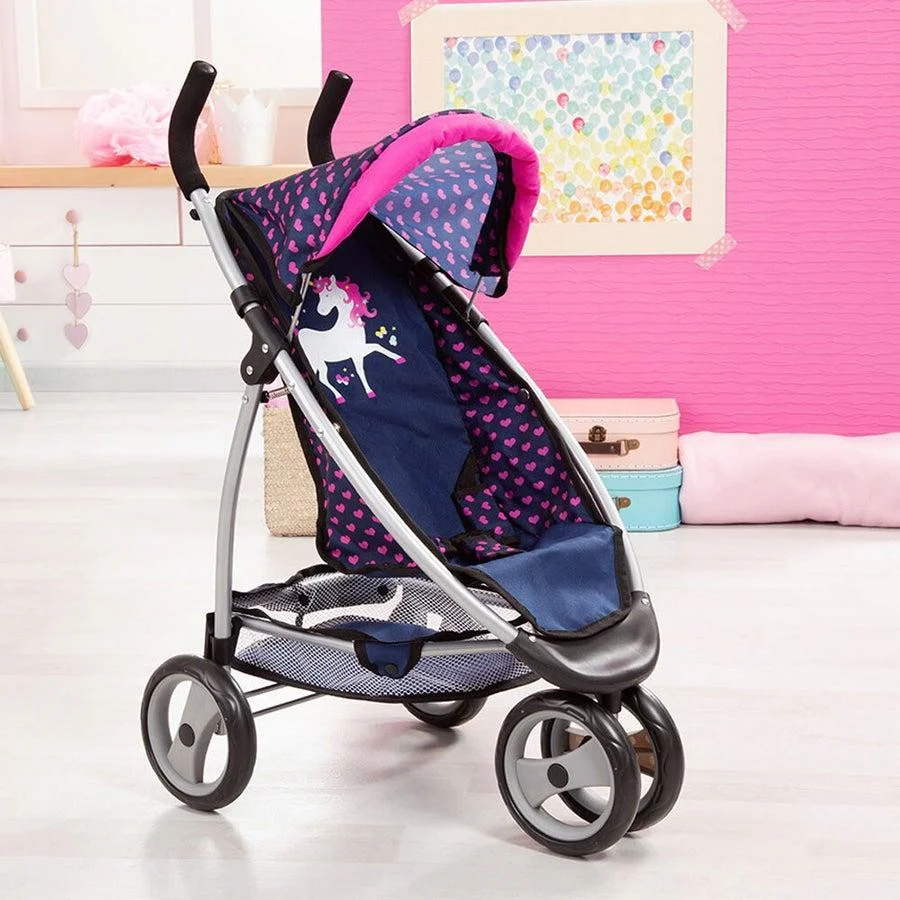 Bayer Jogger Pram Dark Blue with Pink Hearts - Image 4