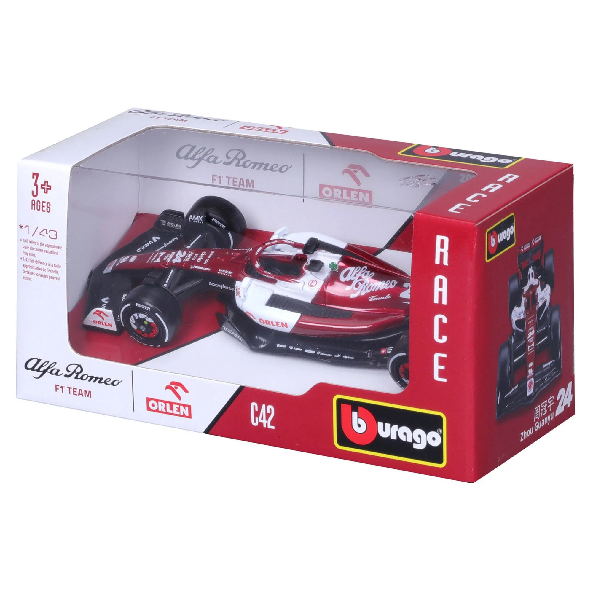 Bburago 1:43 2022 F-1 Alfa Romeo C42 #24 Zhou - Image 5