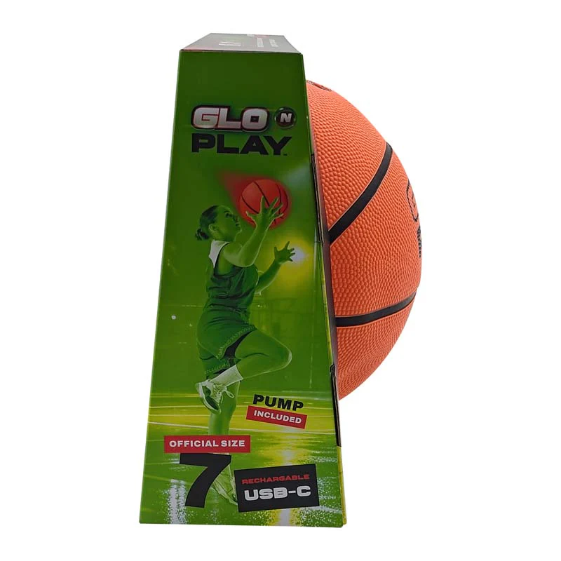 Glo'N'Play LED USB-C Recharge Rubber Basketball Orange w'Black Stripes - Image 4