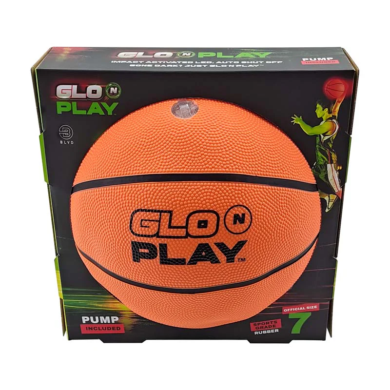 Glo'N'Play LED USB-C Recharge Rubber Basketball Orange w'Black Stripes - Image 7