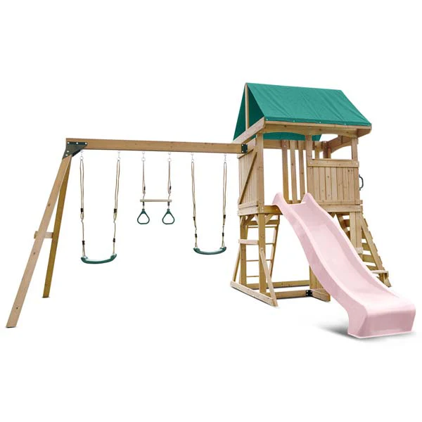 Lifespan Kids Carindale Swing Set & Play Centre with 2.2m Slide Pastel Pink - Image 3