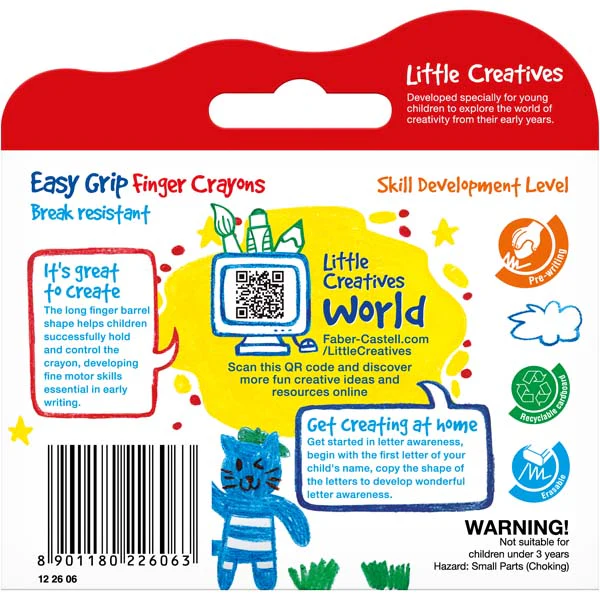 Little Creatives Easy Grasp Finger Crayons Pack of 6 - Image 3