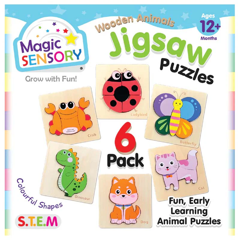 Magic Sensory Shaped Animal Jigsaw Puzzles 6 pack
