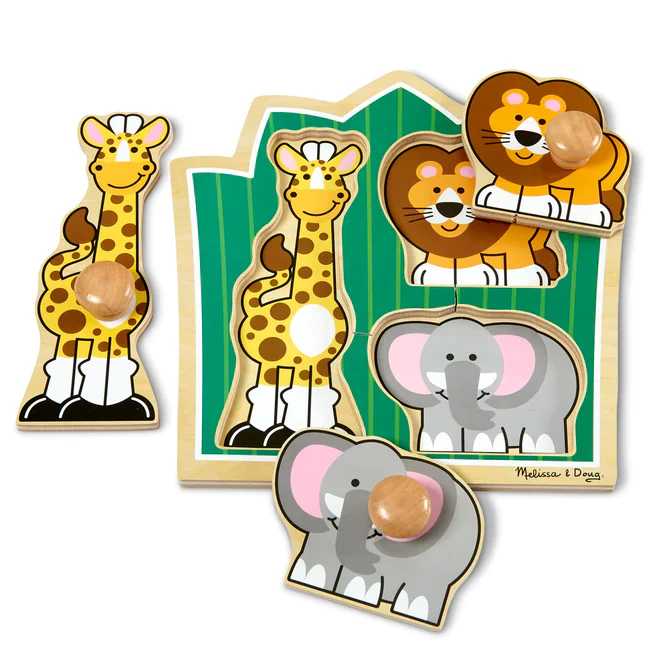 Melissa & Doug Jungle Friends Knob Puzzle (3-pieces) - Image 3