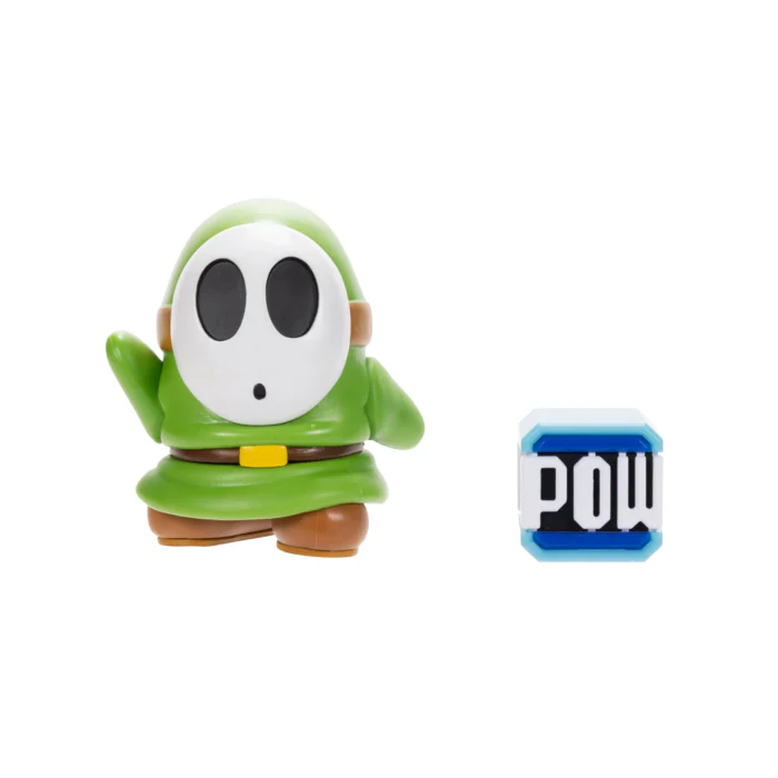 Nintendo Super Mario 4" Figures Green Shy Guy with POW Block - Image 2