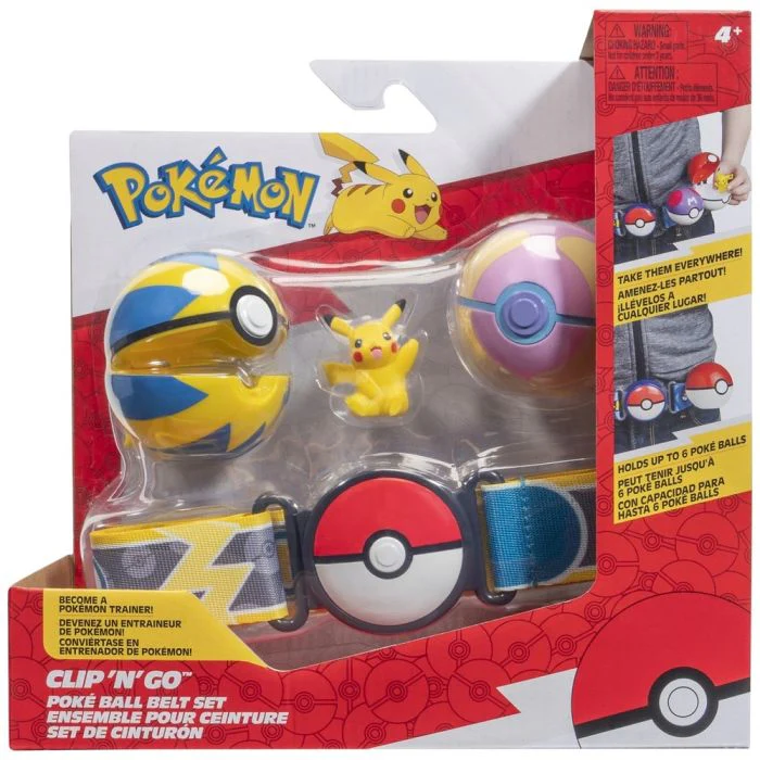 Pokemon Clip N Go Pokeball Belt Pikachu with Quick Ball and Heal Ball