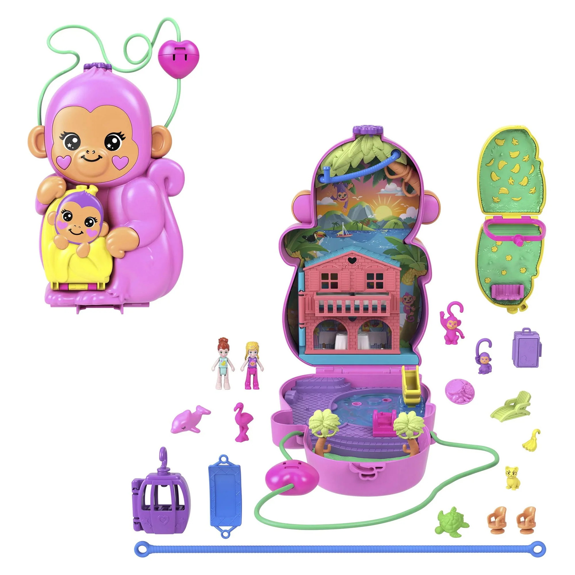 Polly Pocket Large Wearable Compact Momma Monkey & Baby - Image 3