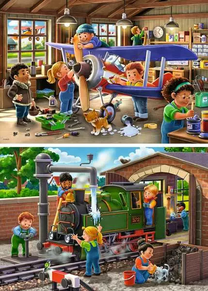 Ravensburger Planes & Trains  Repairs 2x24 piece Puzzle - Image 2